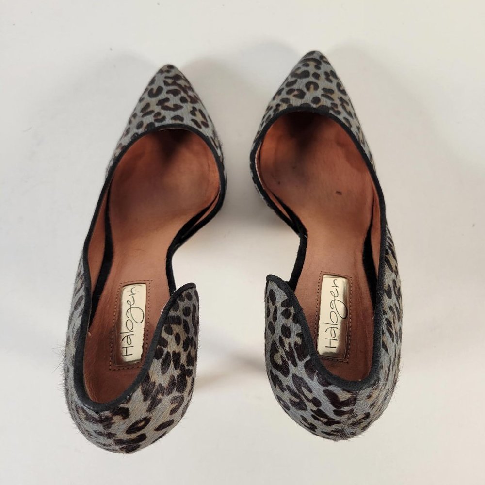 Halogen Gray Animal Print Calf Fur Suede Stiletto Pump Heels Women Size 7W - Picture 6 of 11